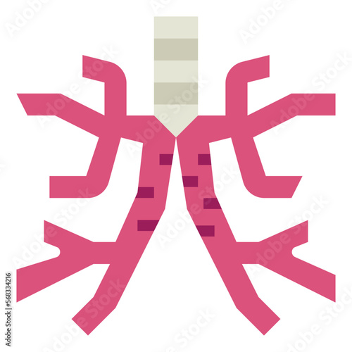 bronchus flat icon style