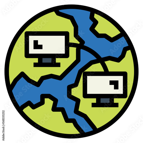 WAN filled outline icon style