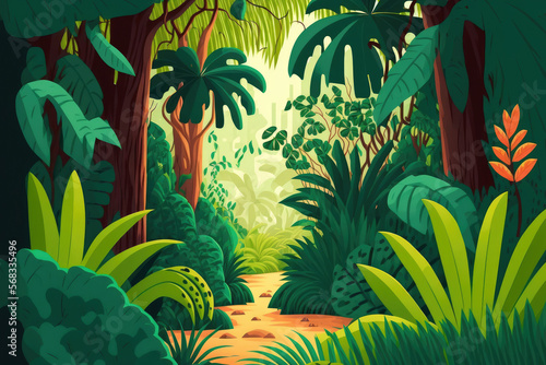 Background of a tropical green. Generative AI