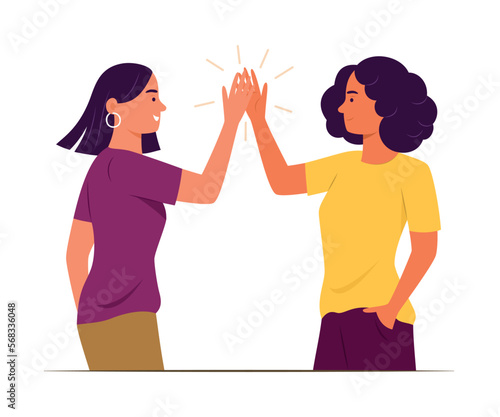 Women Giving High Five for Women Power Concept Illustration