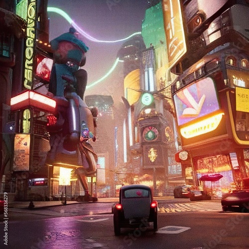 cyberpunk beautiful highly detailed futuristic hyper-realistic city unique art Generative AI © Jay