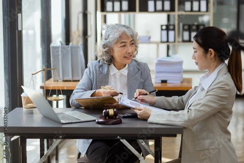 lawyer working on table office, law and justice concept, Selective focus, Law, Business people negotiating a contract, signing contract, problem consultant,