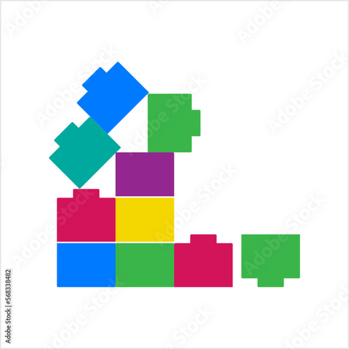Toy Blocks Icon, Kids Children Block Building Toy