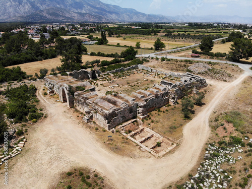 Evdirhan Caravanserai, located in Antalya, Turkey, was built during the Seljuk period and in the 13th century. photo