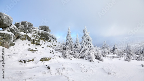 Winter mountain landscape, Karkonosze Mountains, Poland.