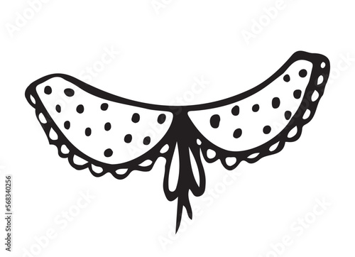 Black and white collar for dress or other clothing. Wardrobe item isolated on white background. Vector