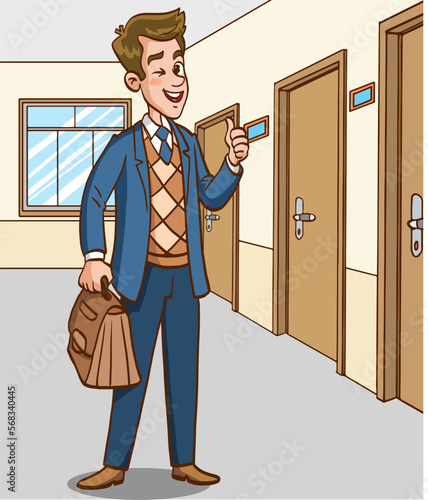 teacher at school cartoon vector