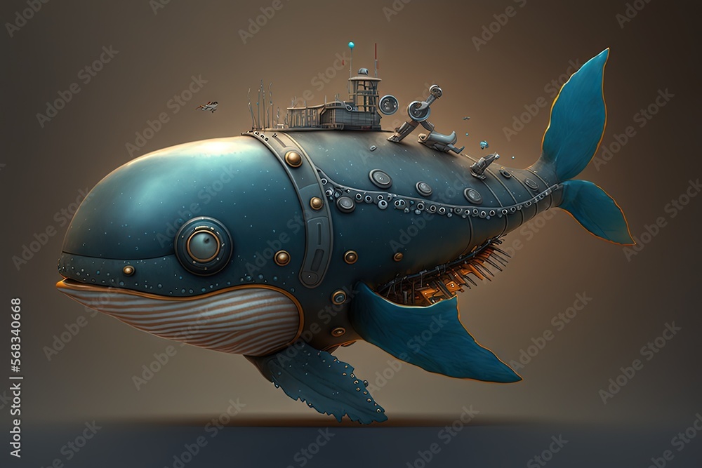 Robot cyborg whale illustration generative ai Illustration Stock | Adobe  Stock