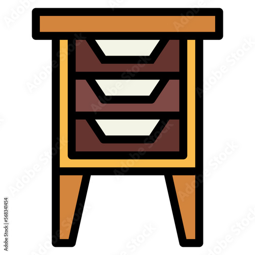 bedside table filled outline icon style