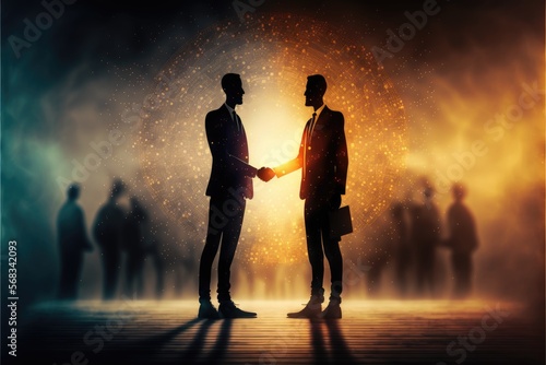 two people shaking hands generative ai illustration photo