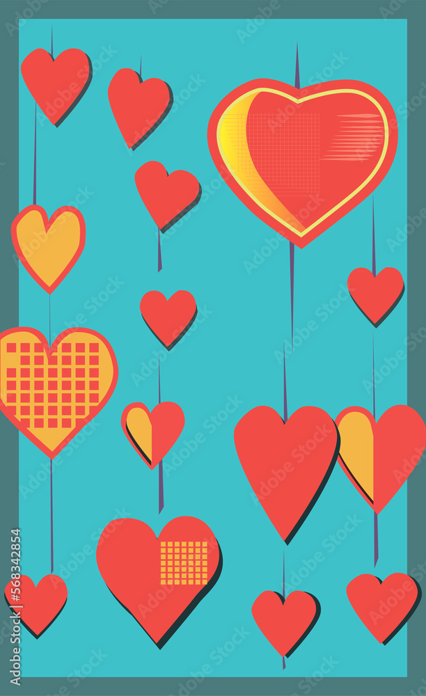 Valentine's day poster, valentines with hearts