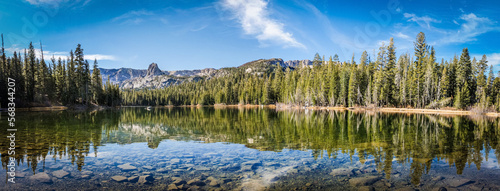 Fototapeta Naklejka Na Ścianę i Meble -  Mammoth Lakes Panoramic from Waterline with HDR Technique