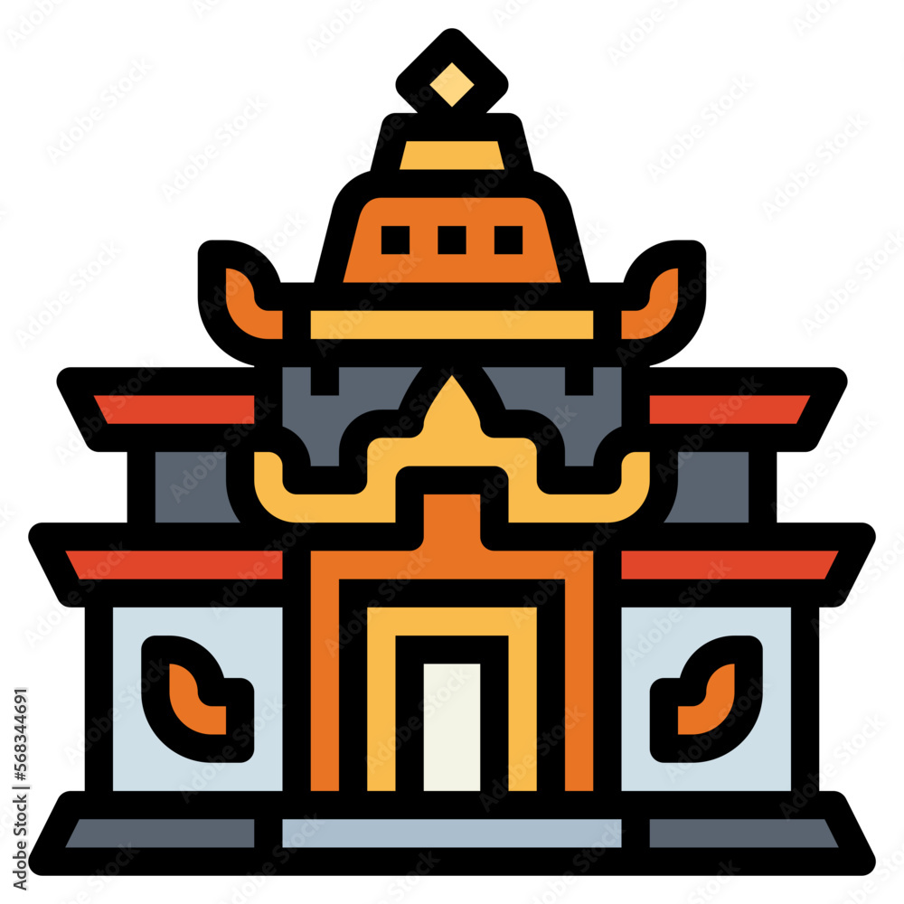temple filled outline icon style temple filled outline icon style