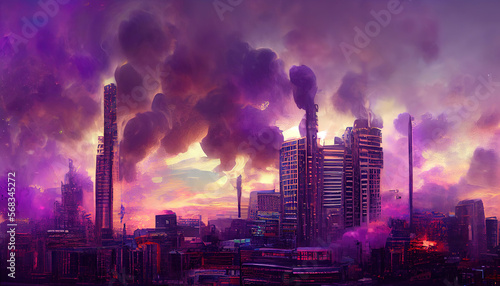 Future city on artificial island cartoon. Generative Ai