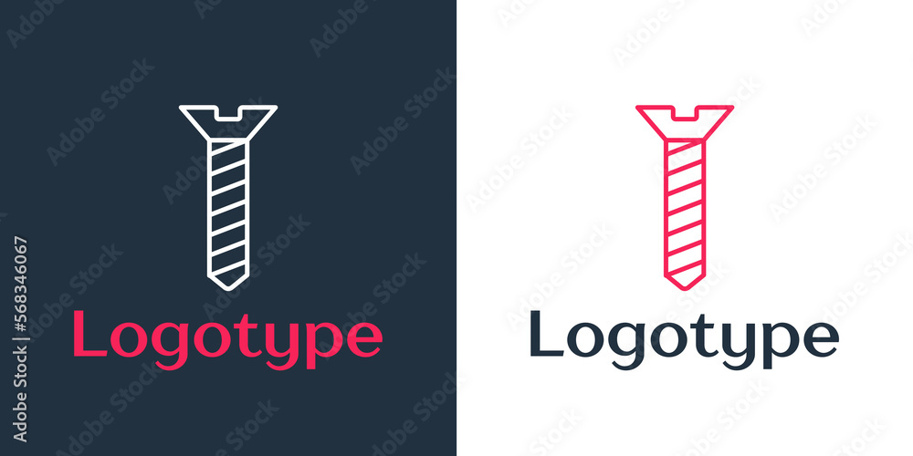Logotype line Metallic screw icon isolated on white background. Logo design template element. Vector
