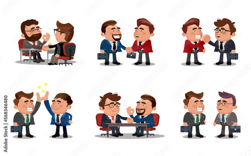 Teamwork. Office workers shaking hands after signing contract agreement Teamwork. Office workers shaking hands after signing contract agreement