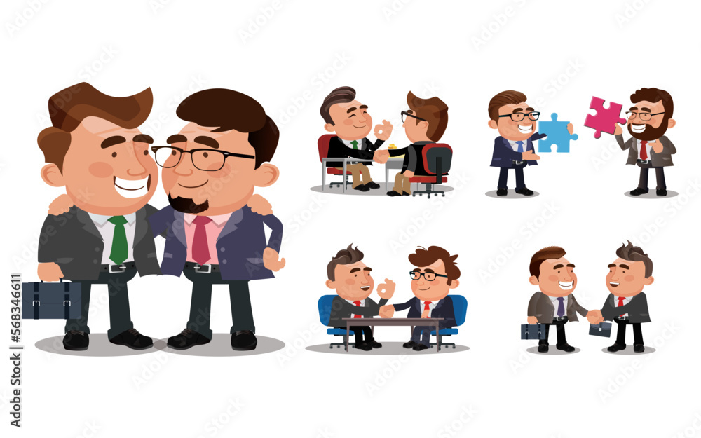 Teamwork. Office workers shaking hands after signing contract agreement Teamwork. Office workers shaking hands after signing contract agreement
