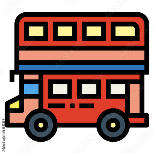 double decker bus filled outline icon style