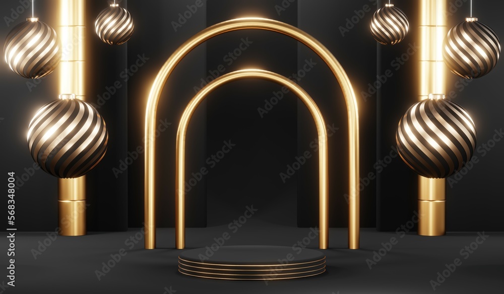 Stylish and contemporary 3D render black podium background perfect for any professional presentation, keynote or event. Its modern and sleek design adds sophistication to your product demo or show Stylish and contemporary 3D render black podium background perfect for any professional presentation, keynote or event. Its modern and sleek design adds sophistication to your product demo or show