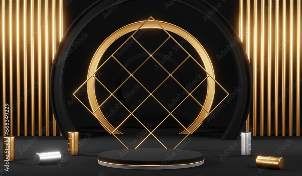 Stylish and contemporary 3D render black podium background perfect for any professional presentation, keynote or event. Its modern and sleek design adds sophistication to your product demo or show Stylish and contemporary 3D render black podium background perfect for any professional presentation, keynote or event. Its modern and sleek design adds sophistication to your product demo or show