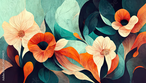 Wallpaper Mural . Generative AiWonderful Abstract floral organic wallpaper background illustration19 Torontodigital.ca