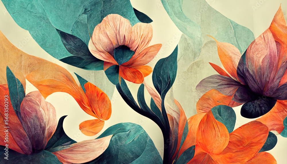 custom made wallpaper toronto digitalSurprising Abstract floral organic wallpaper background illustration19. Generative Ai