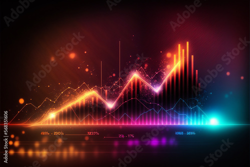 Business economic charts with light effects in pastel colors. Ai Generated.