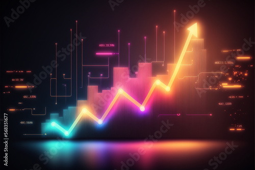 Business economic charts with light effects in pastel colors. Ai Generated.
