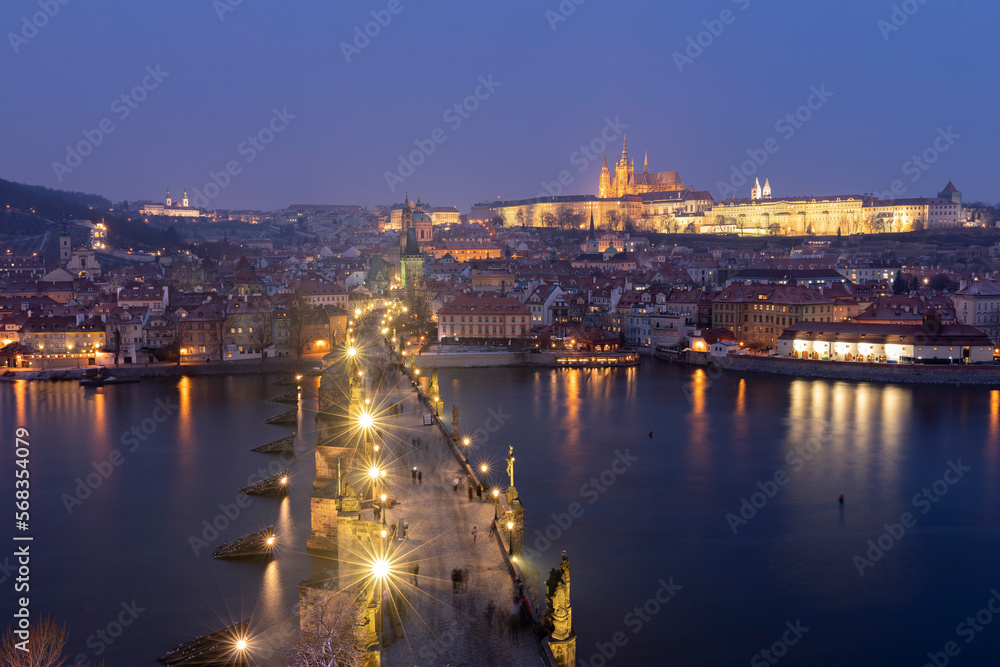Panoramic View Of Prague Castle And Charles Bridge, Prague