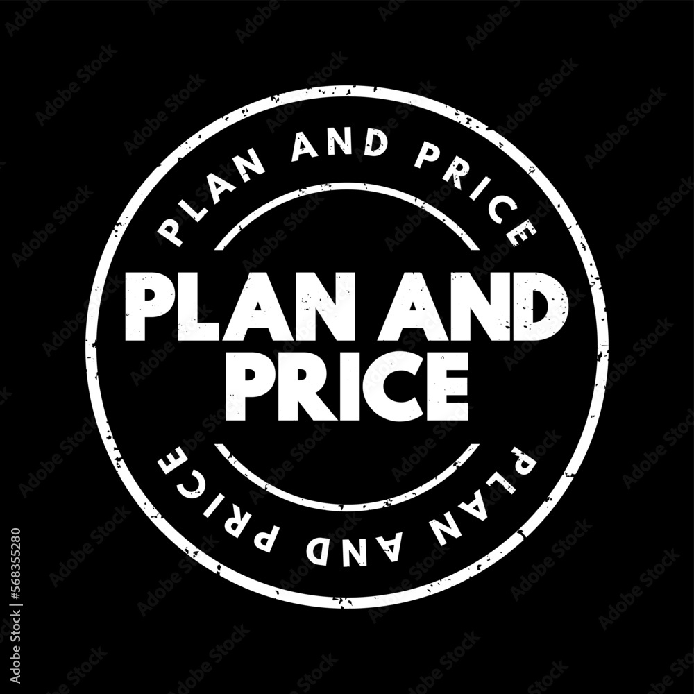 Fototapeta premium Plan And Price text stamp, business concept background