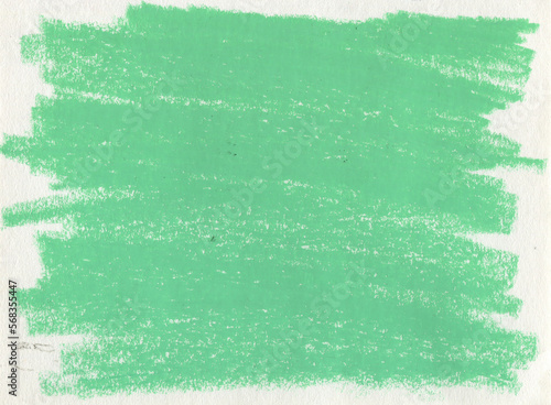 Hand drawn crayon strokes texture. Green colors. Banner, label, flyer, poster, cover design. Rough pastel drawing with textured effect of natural paper. Child doodles background. Vegan wallpaper.