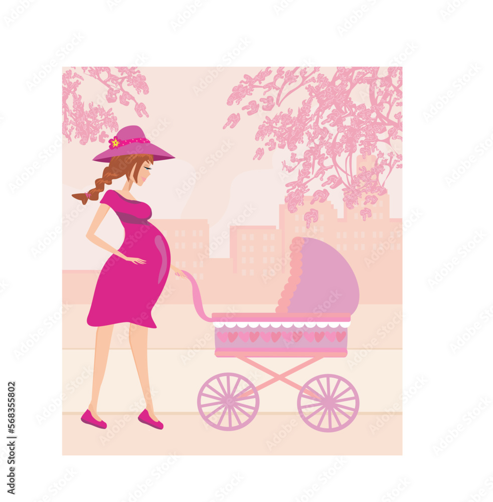 pregnant woman and her daughter in the park pregnant woman and her daughter in the park
