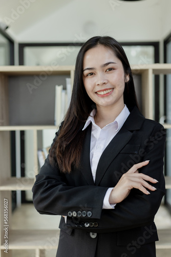 Portrait of smiling asian businesswoman.