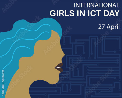 illustration vector graphic of head of a woman with long hair, perfect for international day, girls in ict day, celebrate, greeting card, etc.