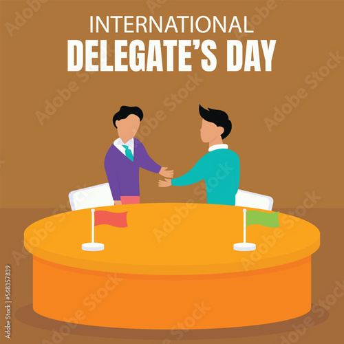 illustration vector graphic of Two representatives of the countries shake hands, perfect for international day, international delegates day, celebrate, greeting card, etc.