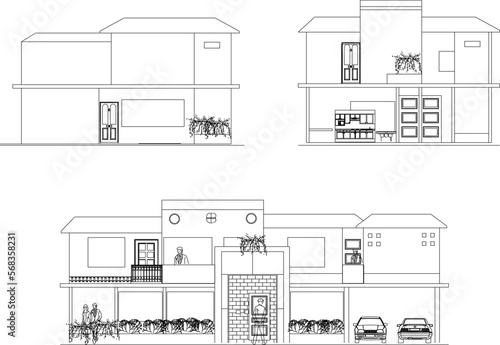 modern minimalist Simple house illustration vector sketch