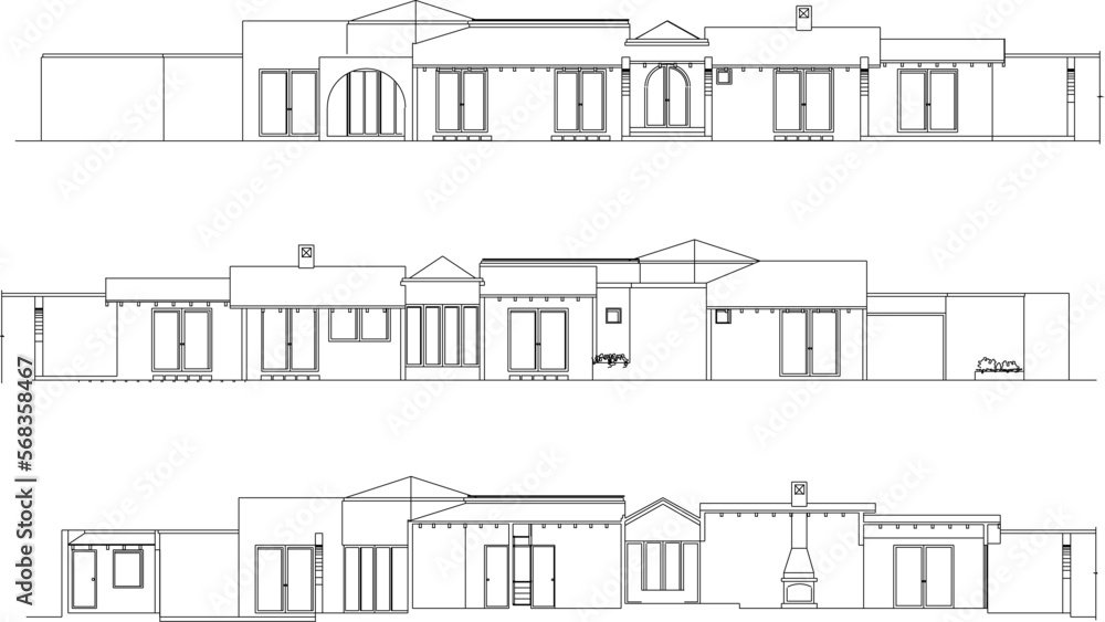Vector sketch of simple minimalist home market design illustration