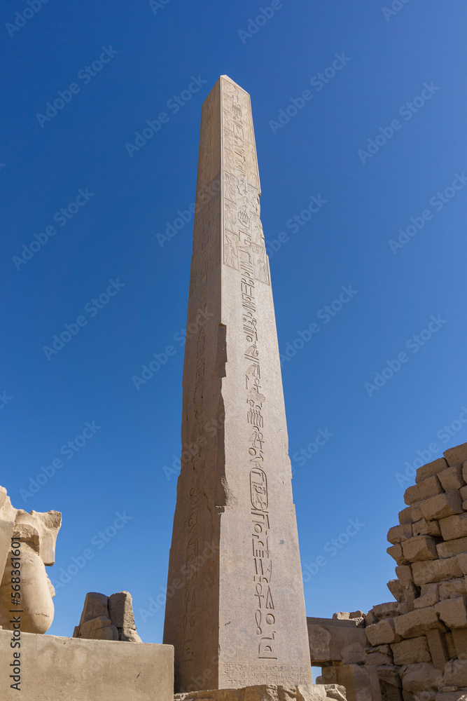 Obelisk of the Karnak temple in Luxor, in a sunny day.
