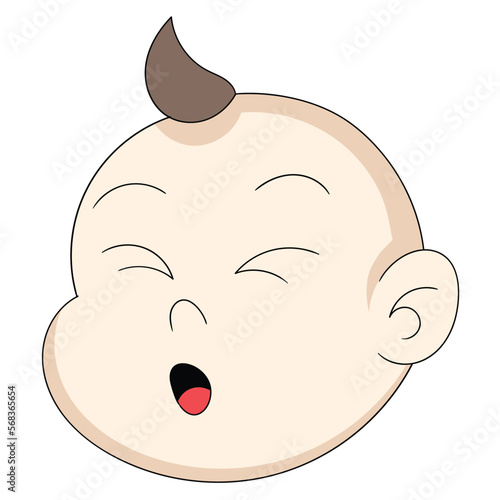 emoticon fat baby boy head closing eyes grinning