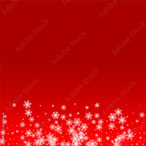 Silver Snowfall Vector Red Background. magic