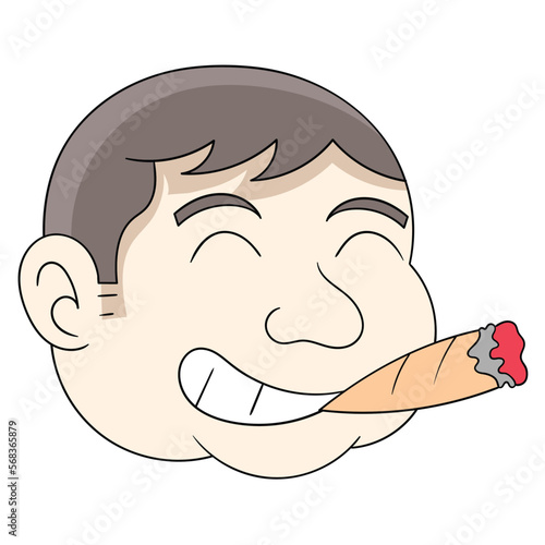 friendly chubby face male emoticon smoking