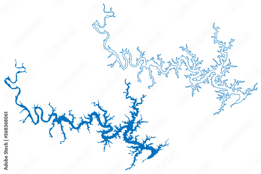 Lake Bull Shoals Reservoir (United States of America, North America, us, usa, Arkansas and Missouri) map vector illustration, scribble sketch Bull Shoals Dam map