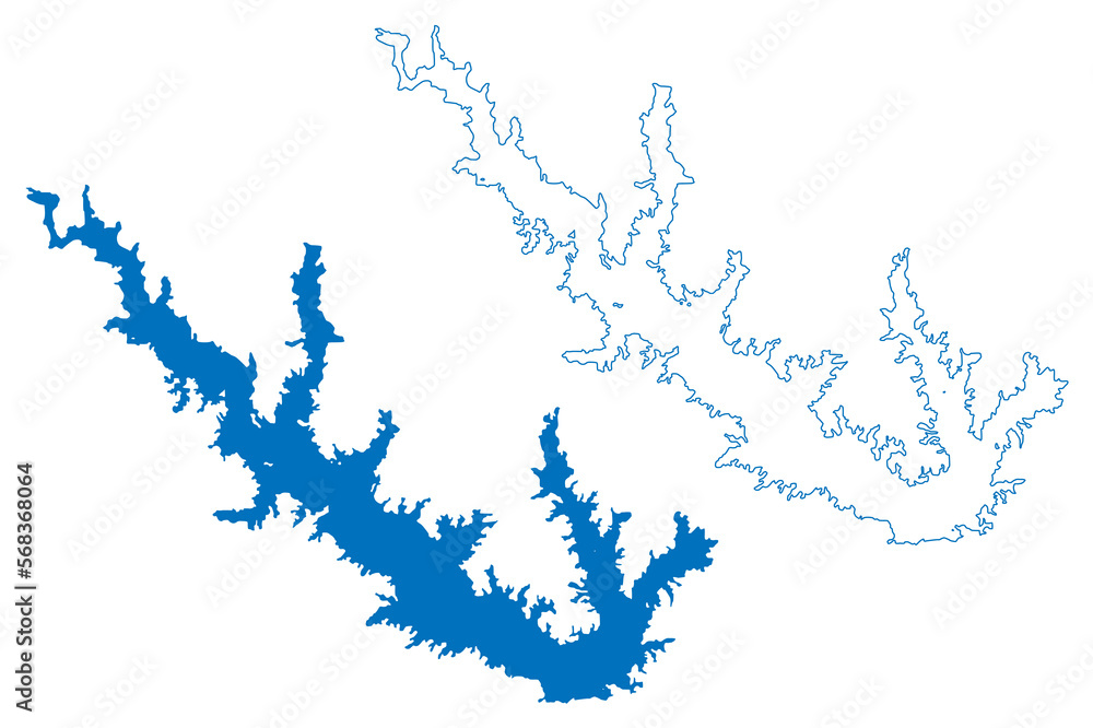Lake Sam Rayburn Reservoir (United States of America, North America, us, usa, Texas) map vector illustration, scribble sketch Sam Rayburn Dam map Lake Sam Rayburn Reservoir (United States of America, North America, us, usa, Texas) map vector illustration, scribble sketch Sam Rayburn Dam map