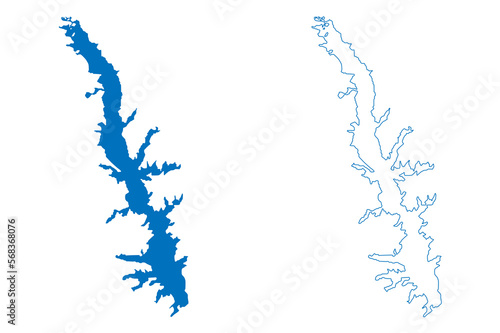 Lake Toledo Bend Reservoir (United States of America, North America, us, usa, Texas and Louisiana) map vector illustration, scribble sketch Toledo Bend Dam map