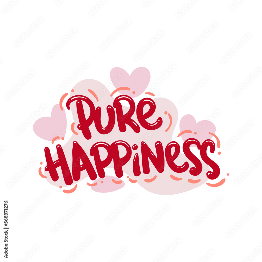 pure happiness love people quote typography flat design illustration