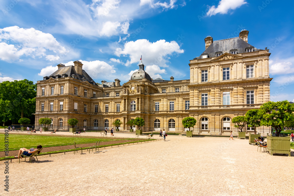 Luxembourg palace and gardens in Paris, France