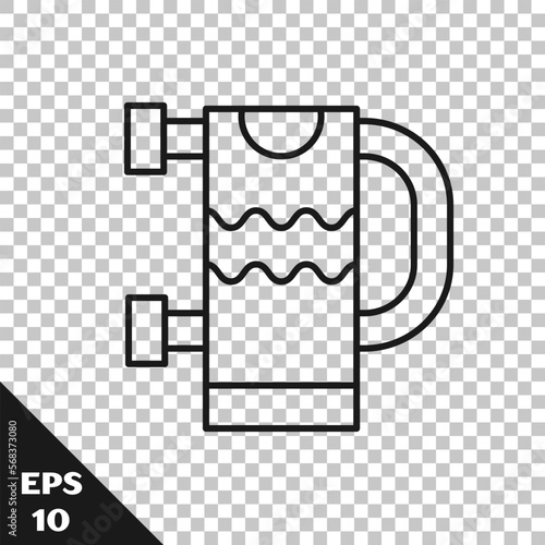 Black line Heated towel rail icon isolated on transparent background. Vector