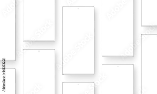 Clay Frameless Phones Mockups for Showing Mobile App Design. Vector Illustration