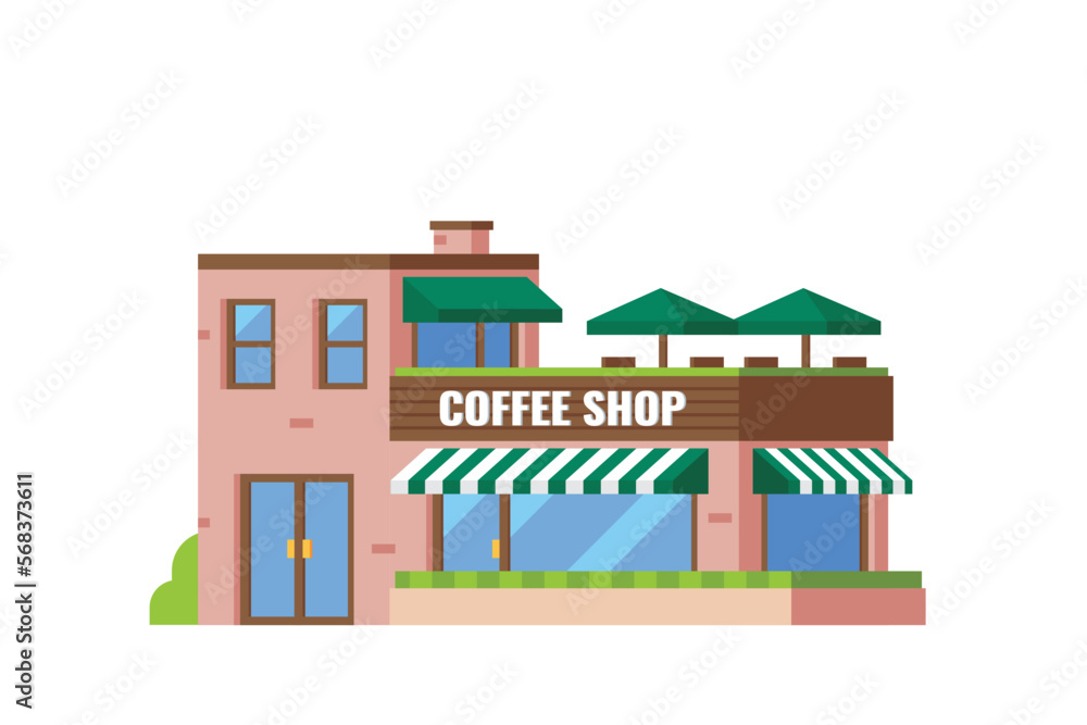 Vector local coffee shop building flat design illustration Vector local coffee shop building flat design illustration