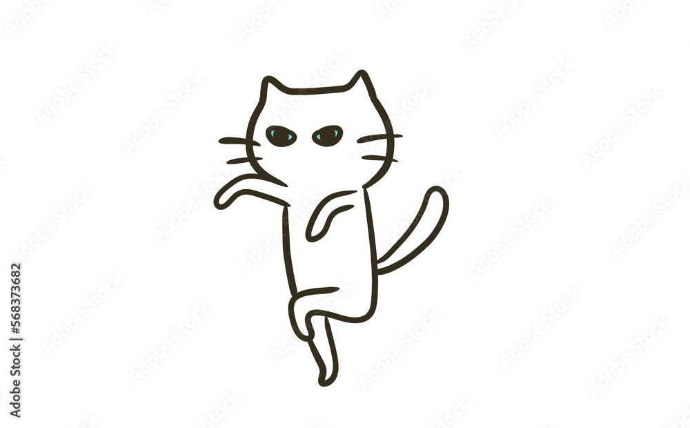 Obraz premium 踊るつり目な猫のイラスト